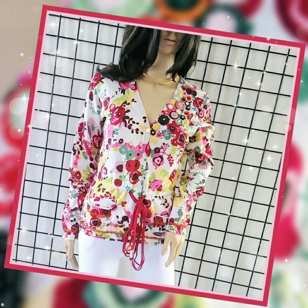 SALE! NEW Kenzo Sz L Poppy Floral Cardigan Sweater